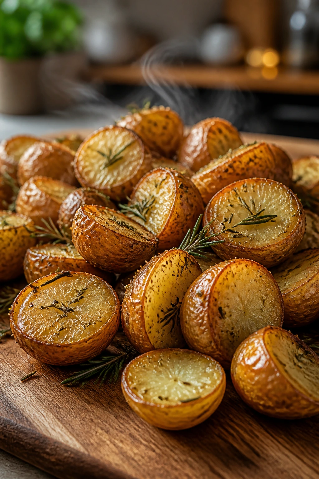 Close-up of rosemary roasted baby potatoes