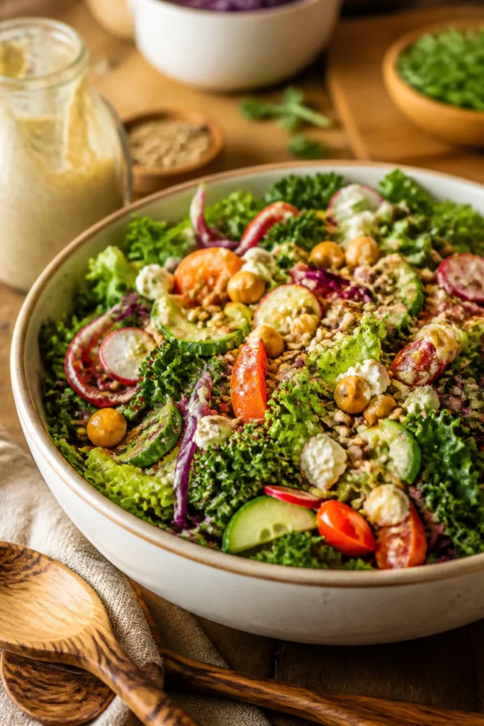 Hearty Veggie Salad with Homemade Dressing