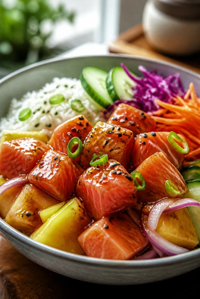 Sweet and Sour Salmon Poke Bowl Better than Takeout