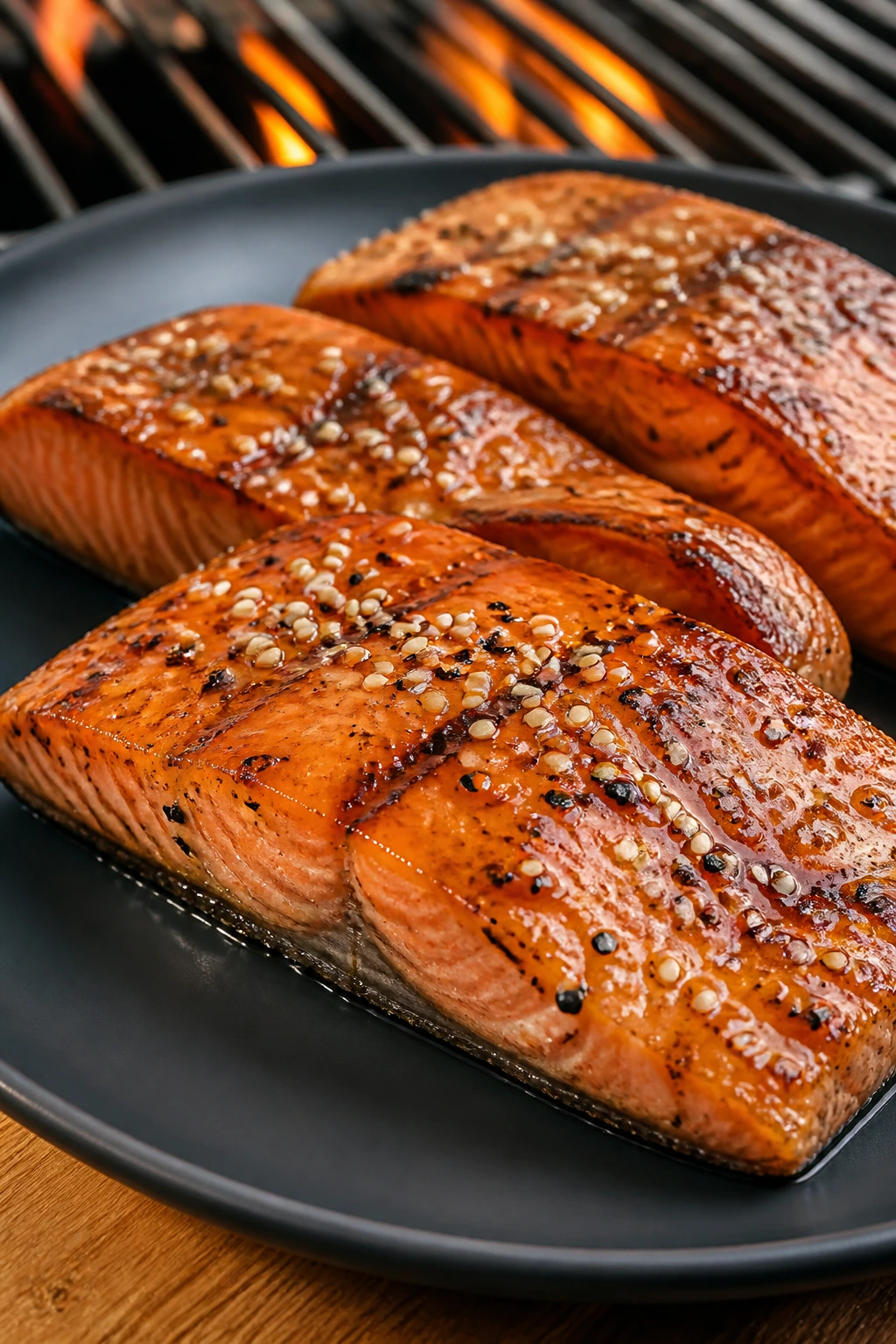 Salmon fillets with glossy honey-soy glaze