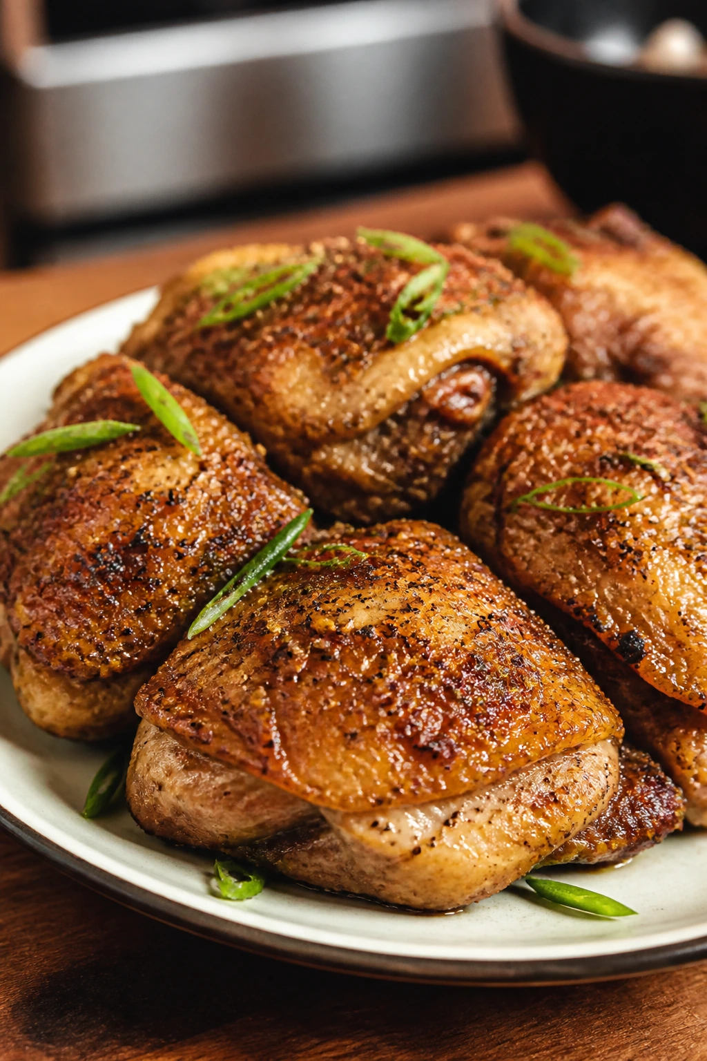 Close-up of crispy salt and pepper chicken pieces
