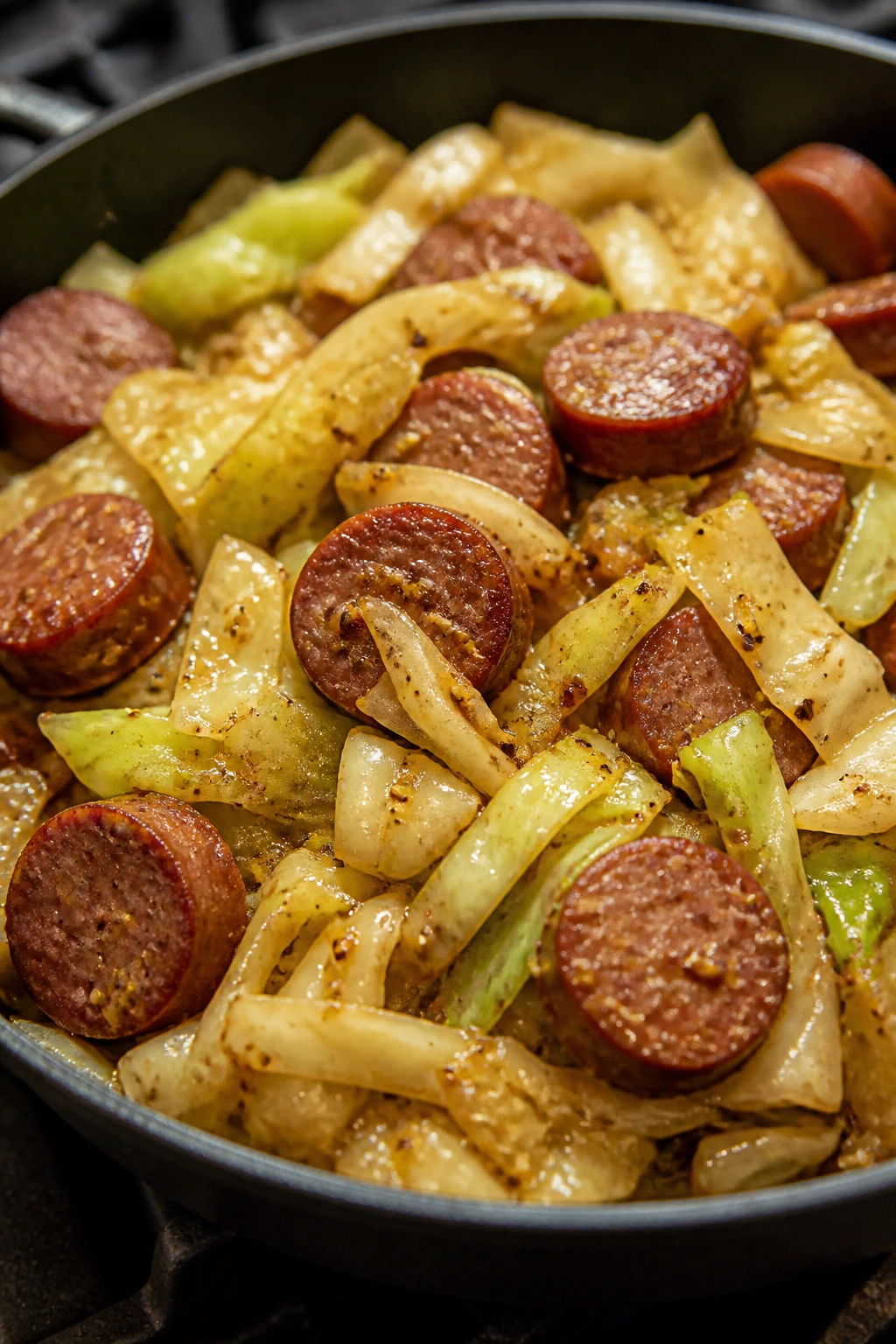 Kielbasa and cabbage skillet with Dijon butter