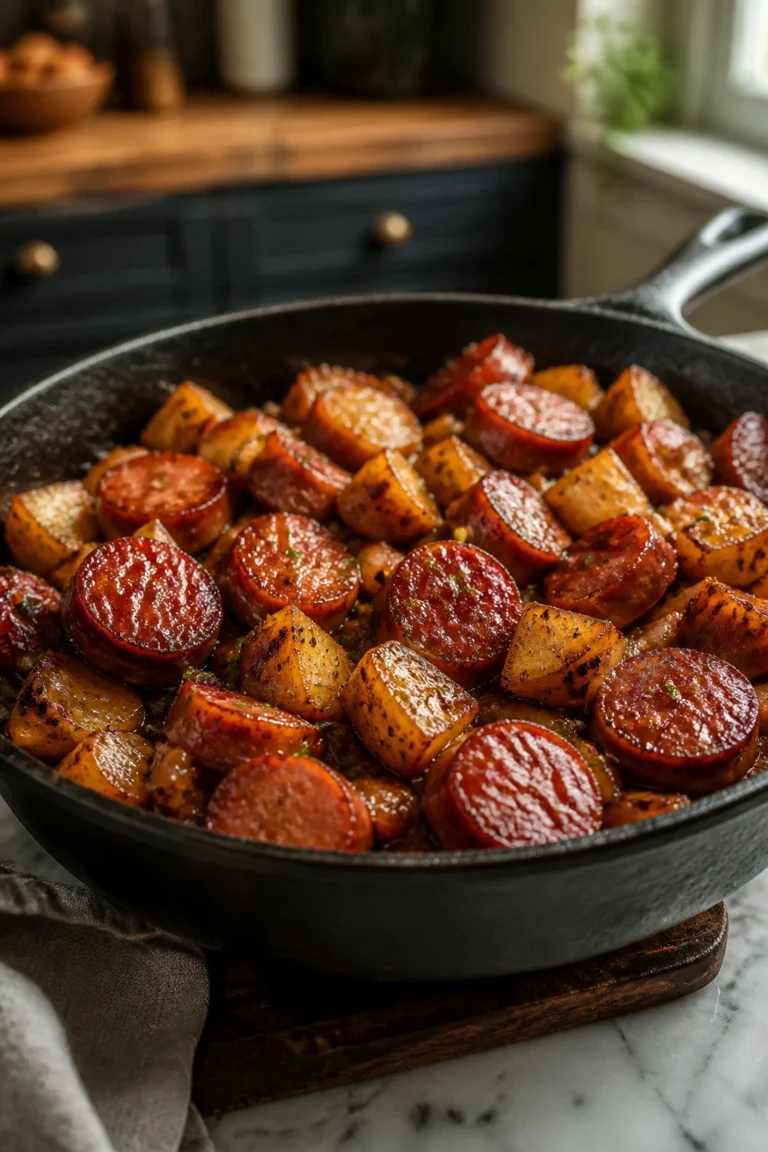 Savory One Pot Smoked Sausage with Brown Sugar Glaze
