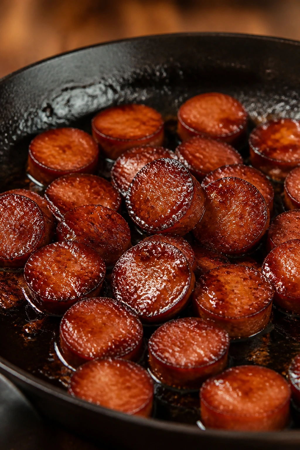 Sausage skillet with glossy glaze
