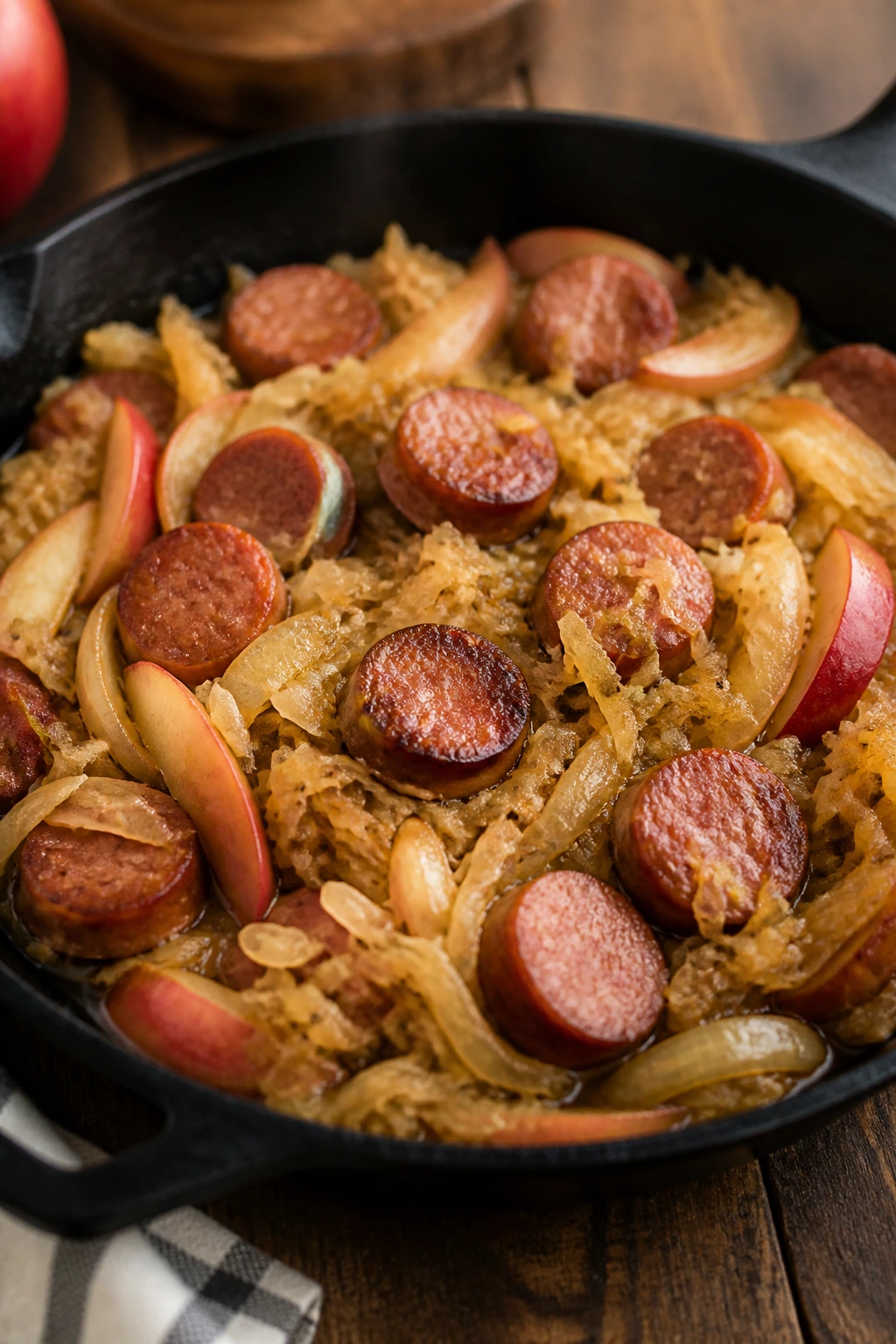 Skillet with sausage and sauerkraut recipe