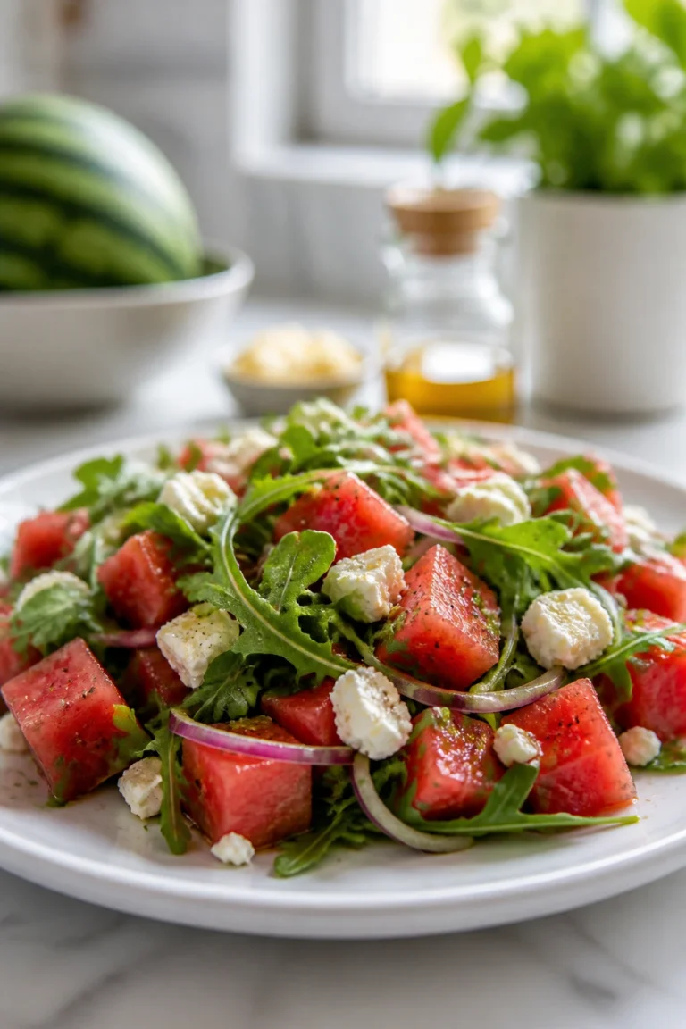 Hearty Watermelon Feta Salad with Homemade Dressing