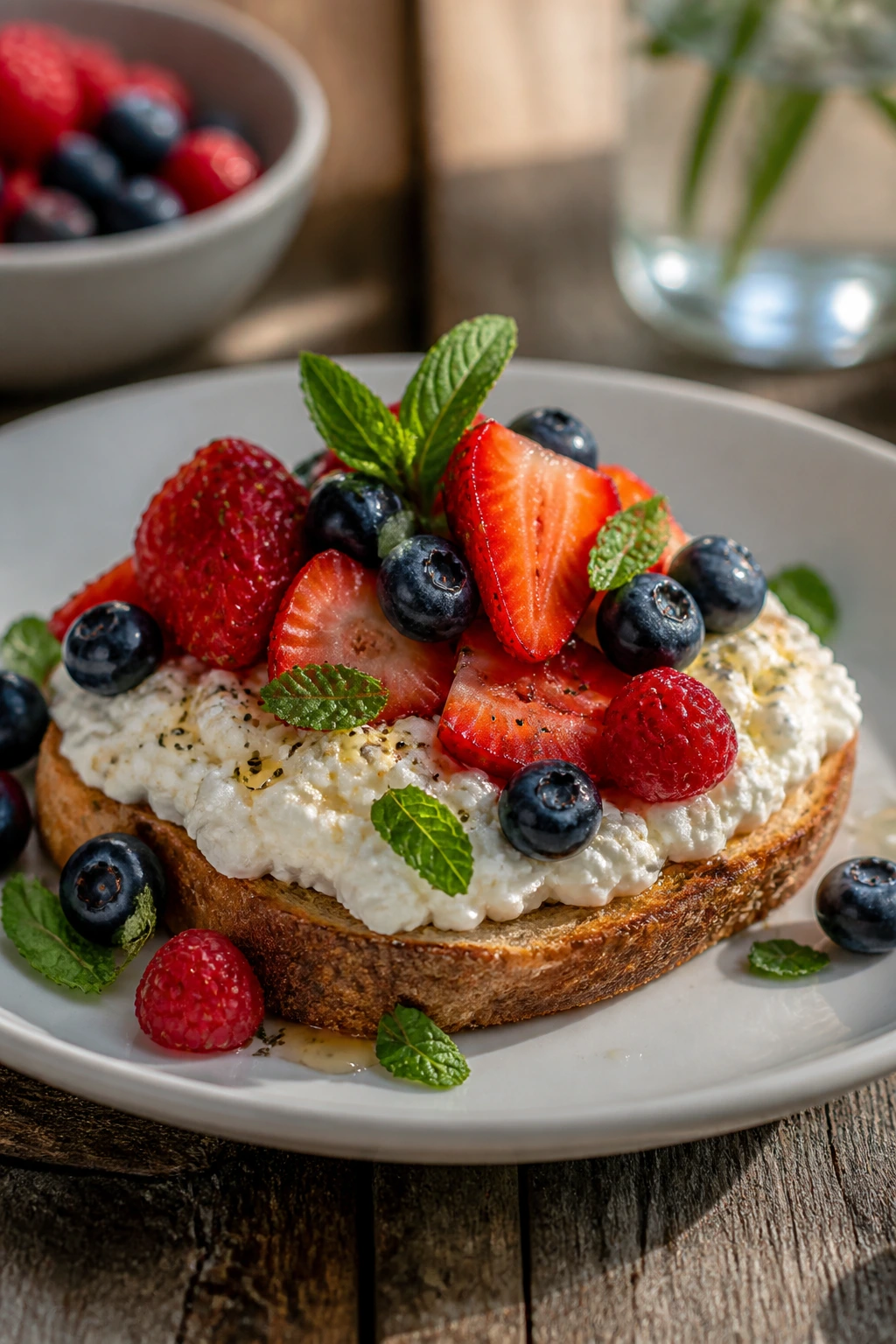 Plate of cottage cheese dish ready to serve with garnish