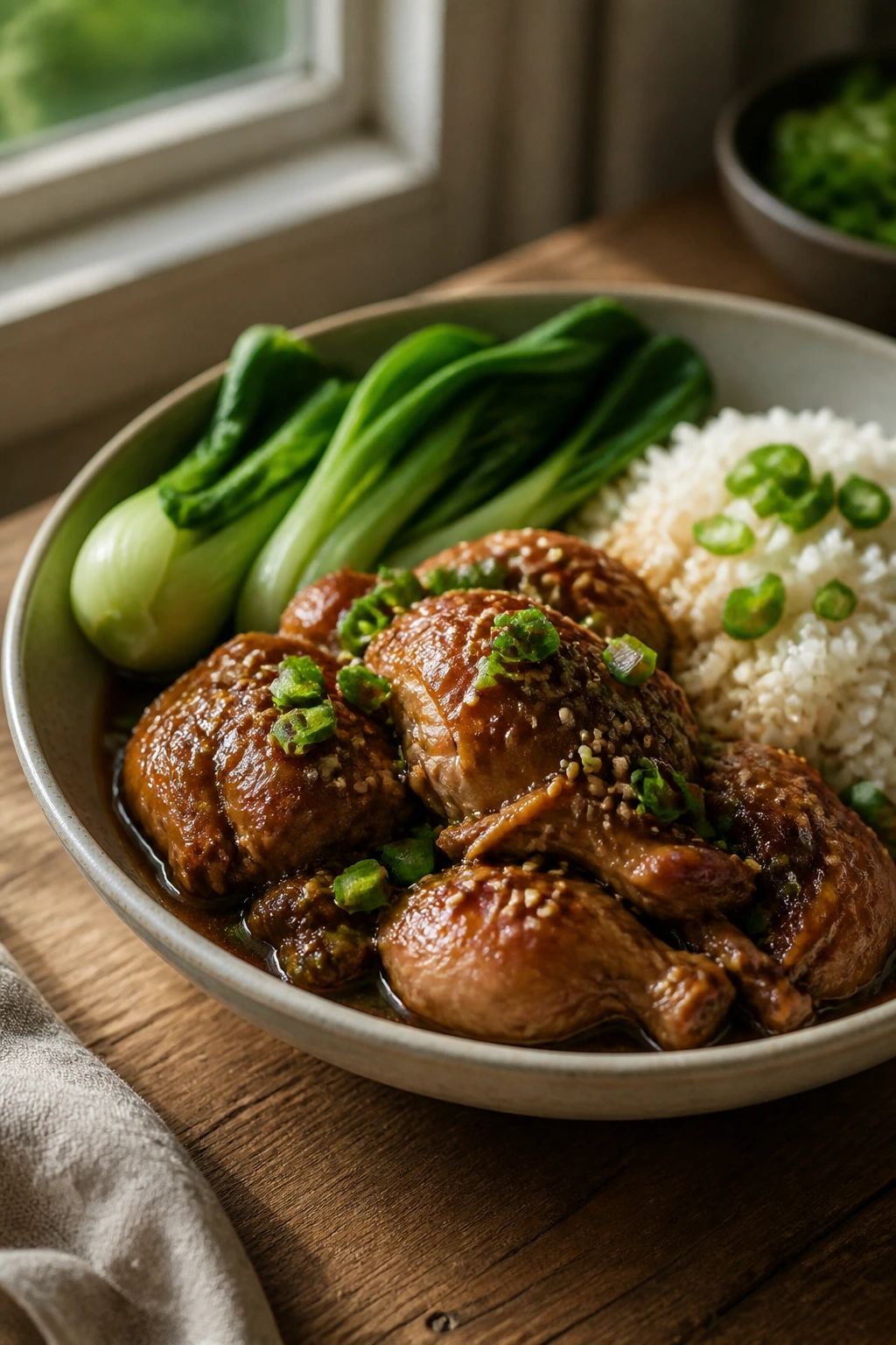 Beautiful plated braised dish ready to serve