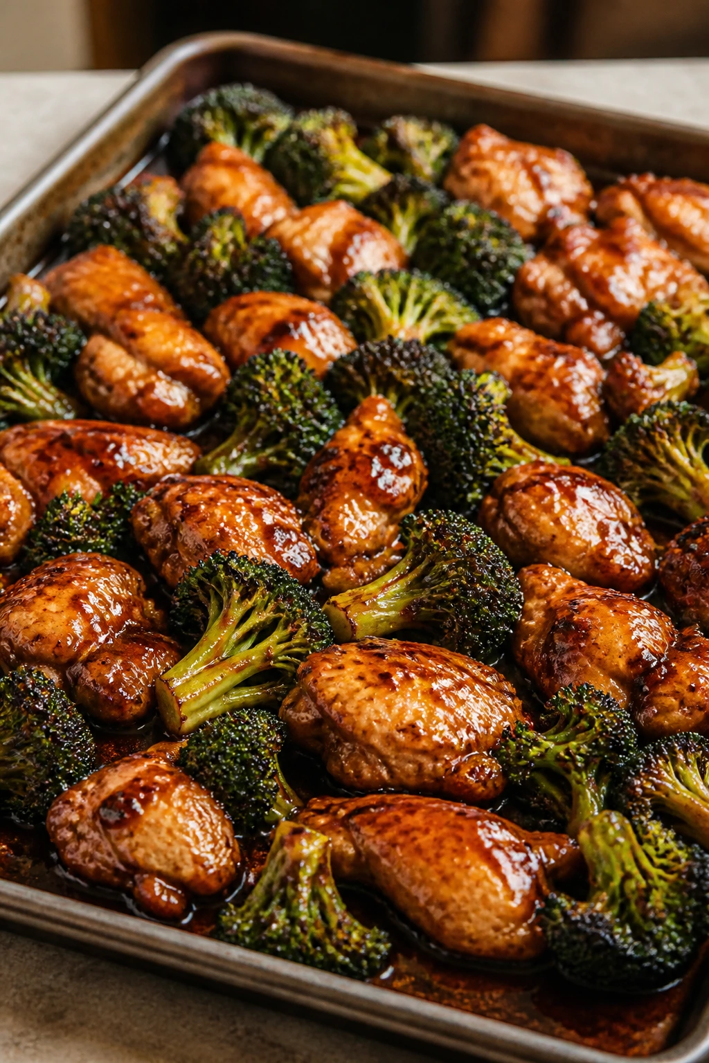 Sheet-pan teriyaki chicken with broccoli and glossy glaze