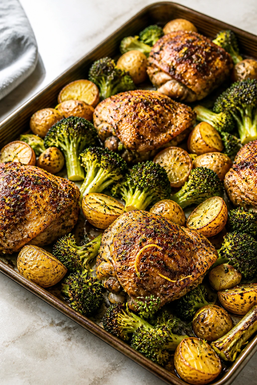 Sheet pan chicken with broccoli and potatoes