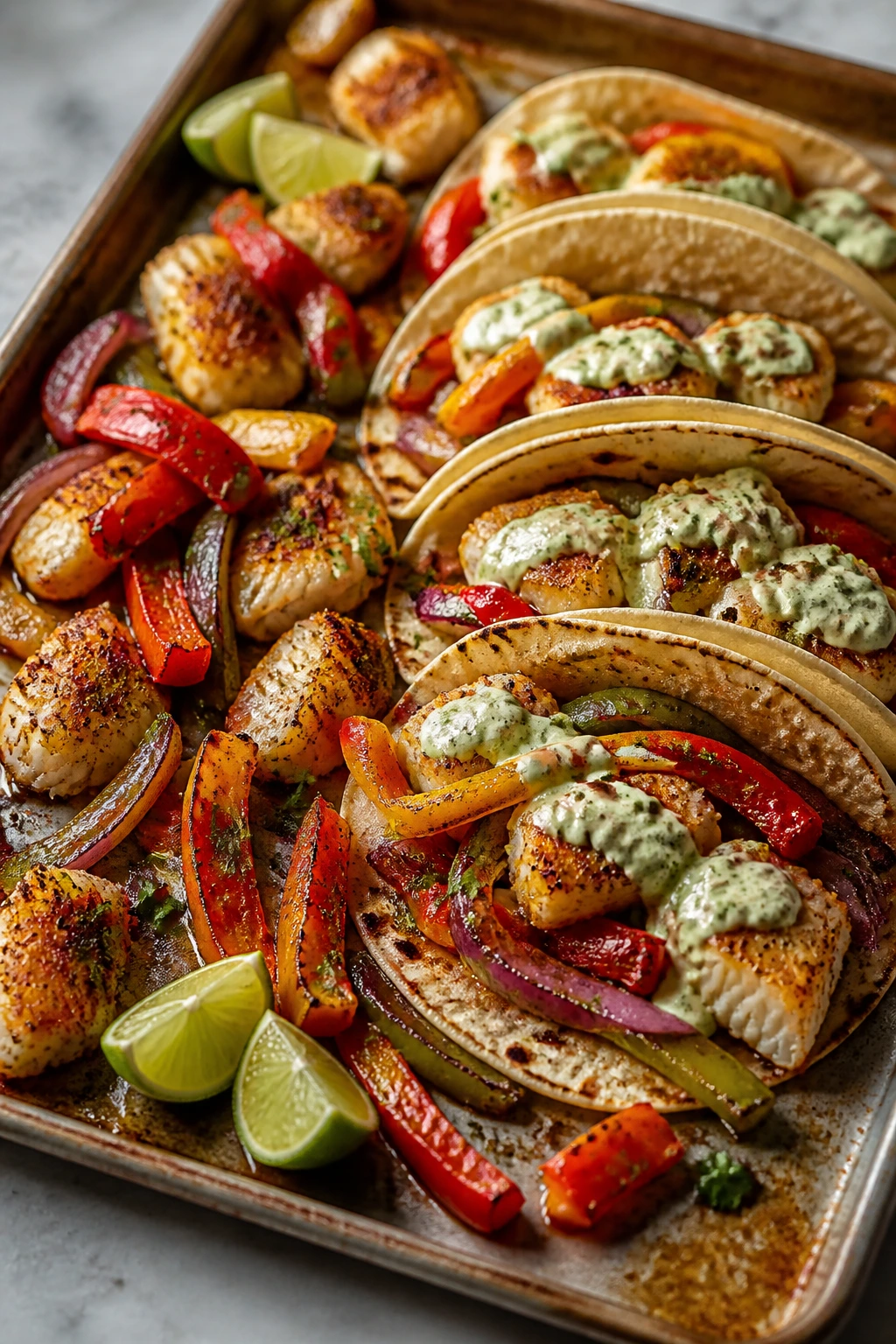 Sheet pan with fajita fish and roasted vegetables