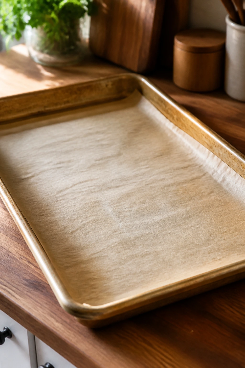 Sheet pan with parchment for roasting