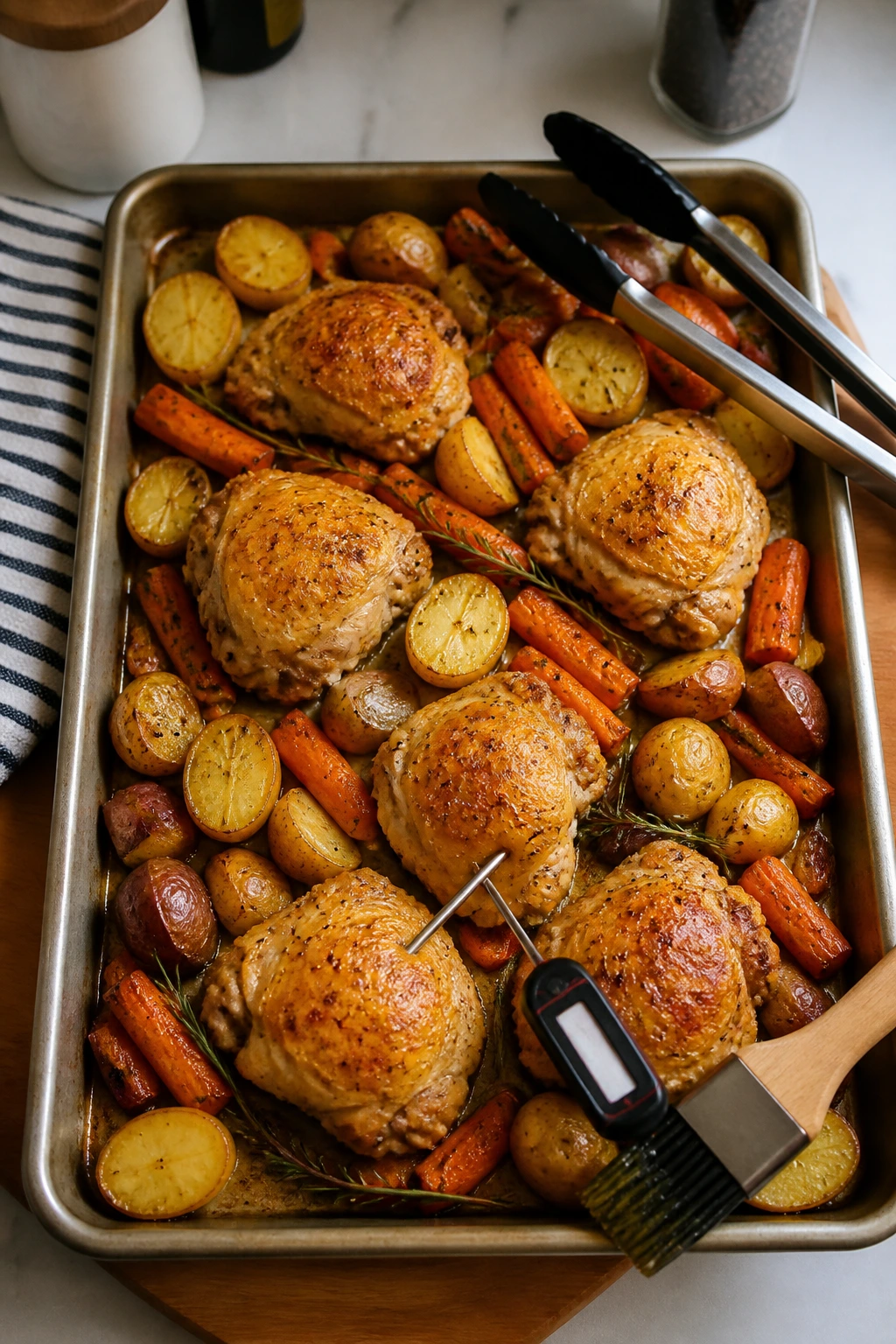 Pan with roasting tools ready for the roast
