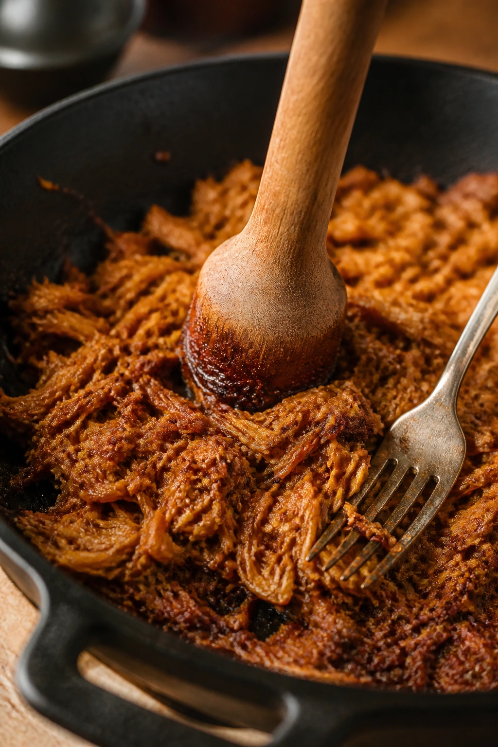 Close-up of shredding tools in action with jackfruit