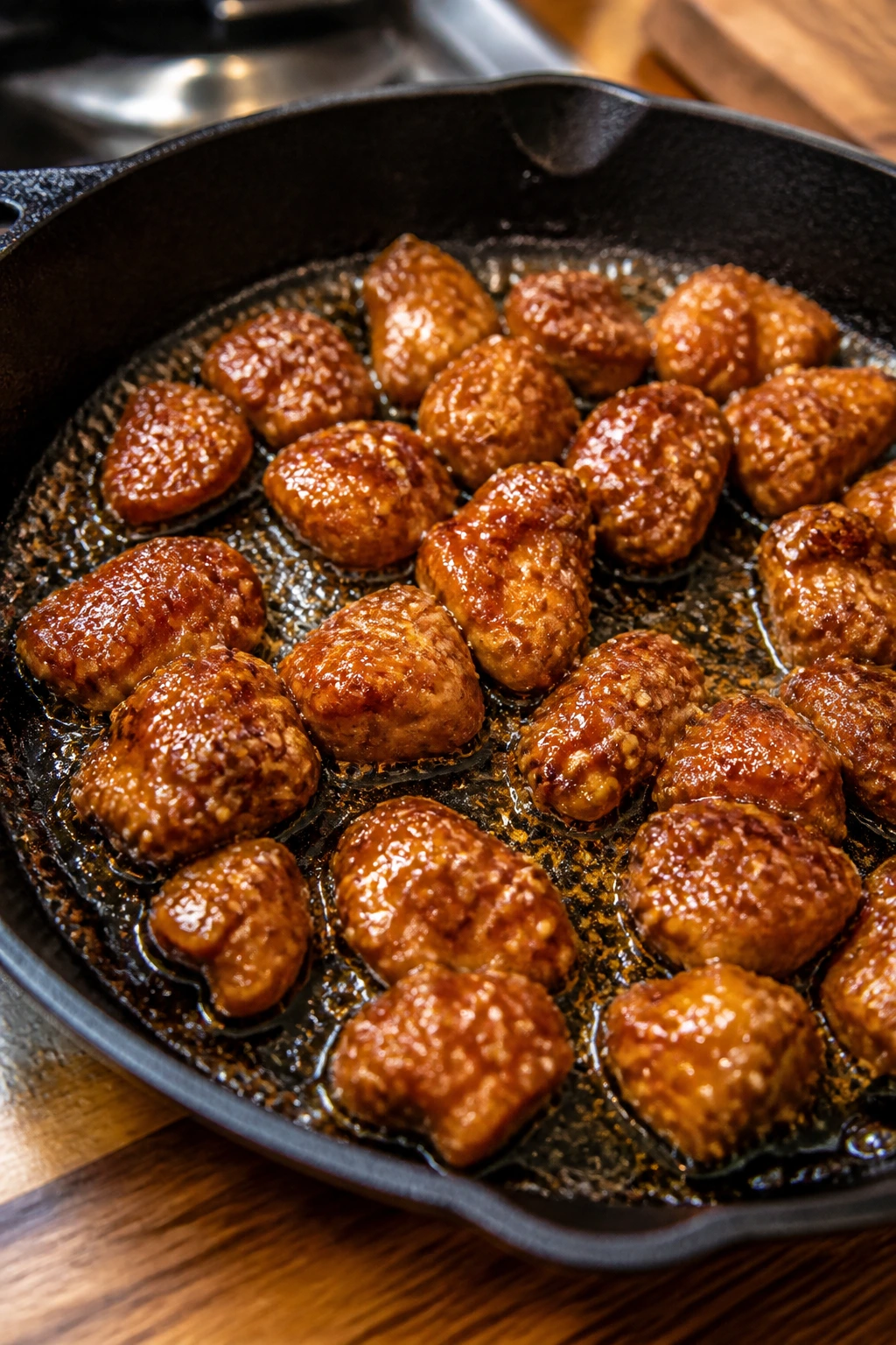 Skillet-cooked crispy honey sesame chicken with glossy sauce