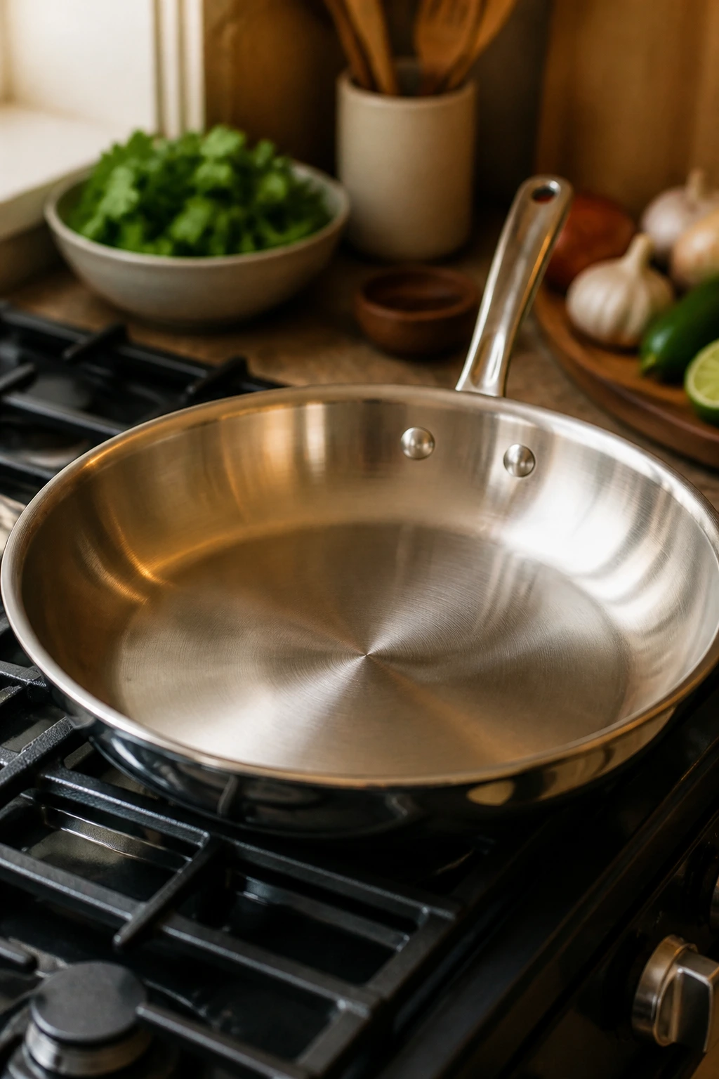 Close-up of a 12-inch skillet, essential kitchen equipment for beef tacos