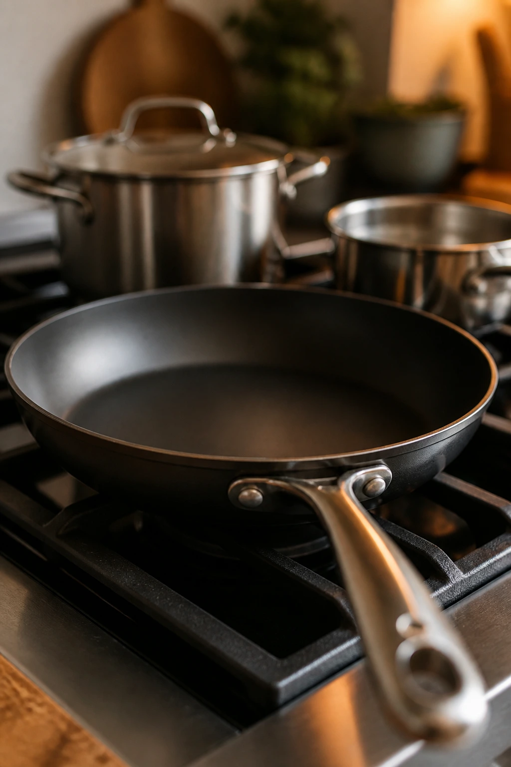Large skillet on stove ready for quick dinners