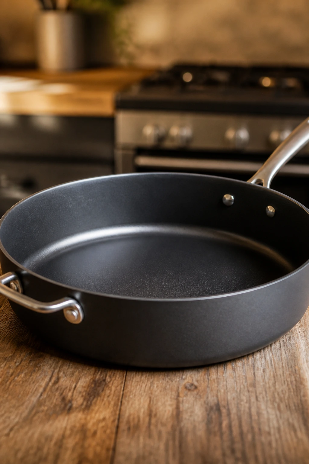 Large deep skillet as hero kitchen equipment