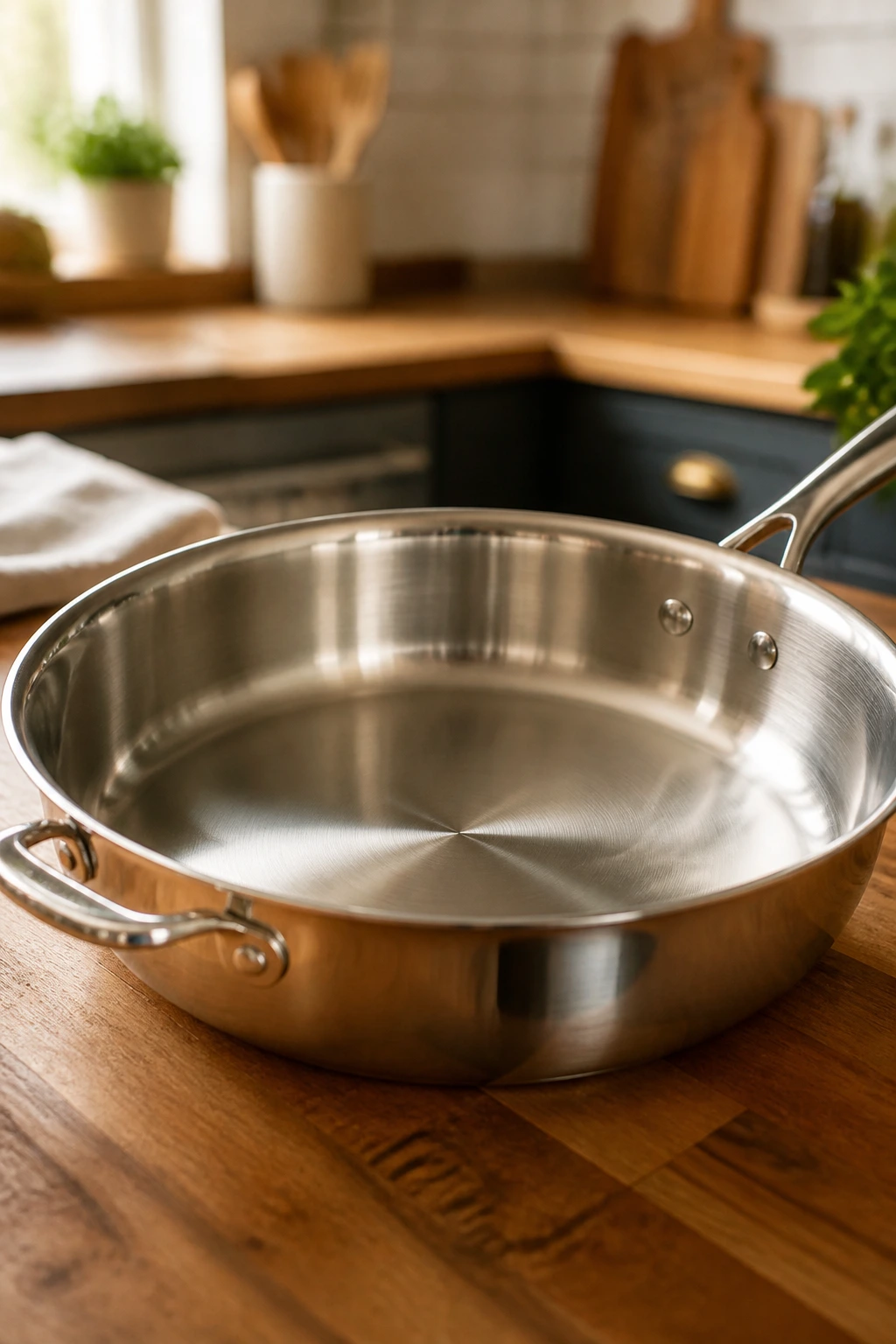 Close-up of a 12-inch deep skillet as essential equipment for ground beef dinners