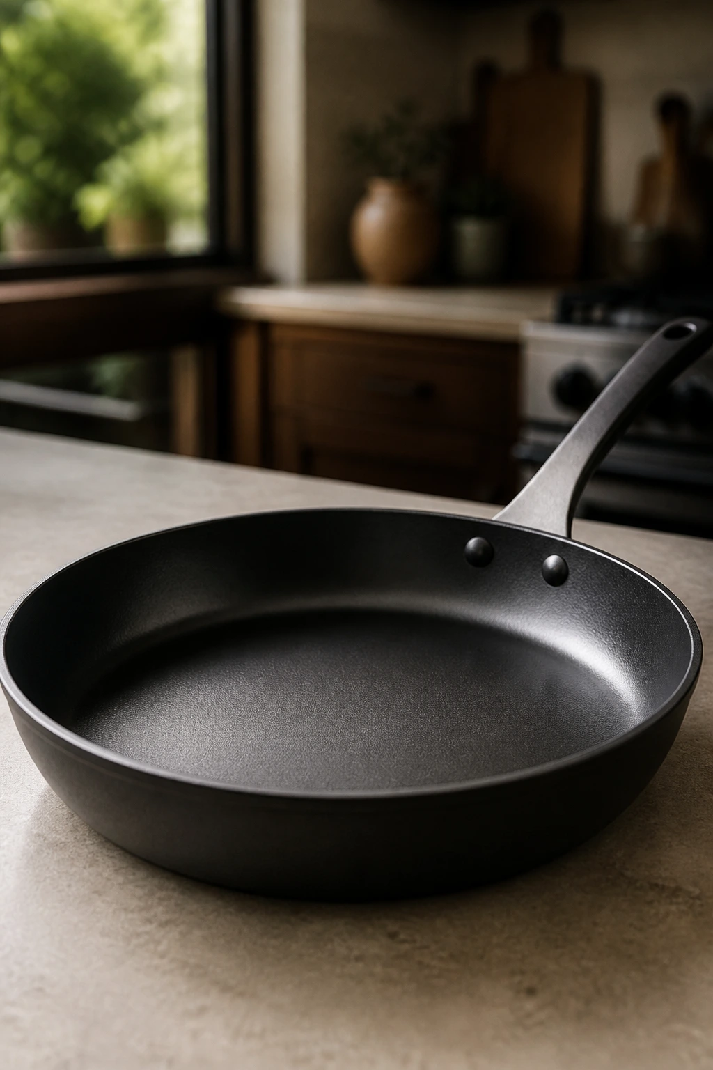 12-inch skillet centered on a kitchen counter