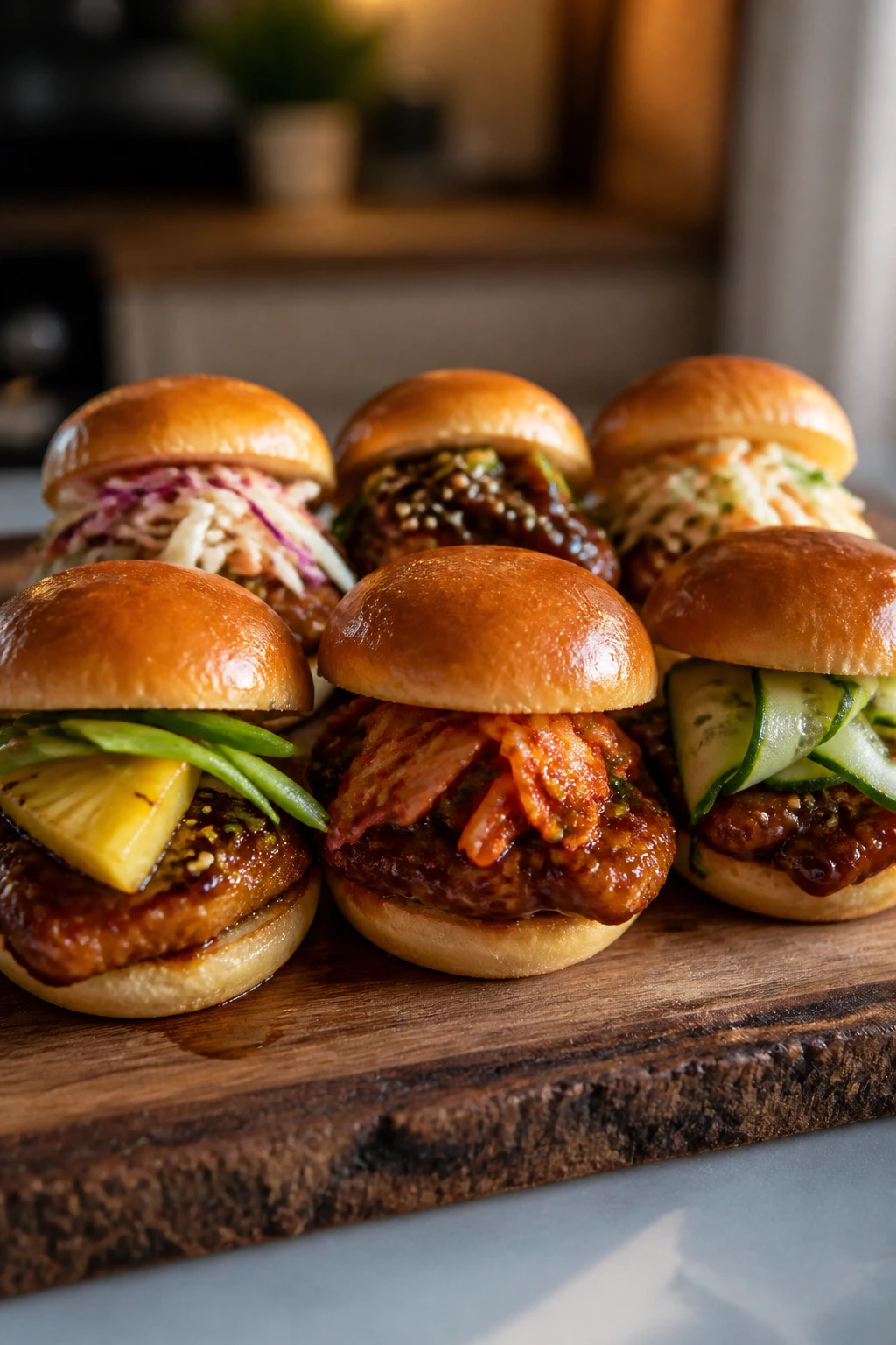 Tray of sliders with varied toppings showing different adaptations