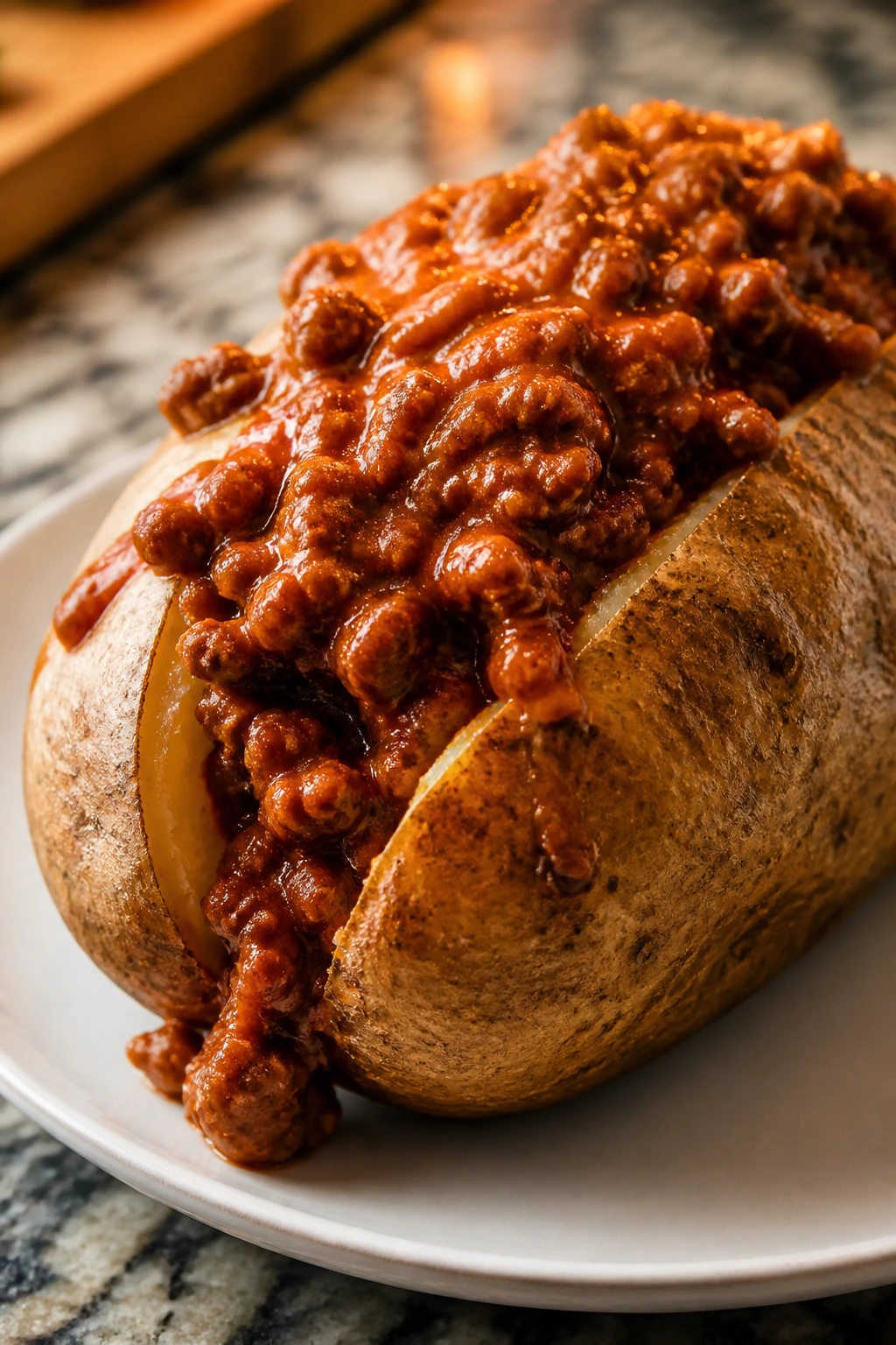 Loaded baked potato with sloppy joe