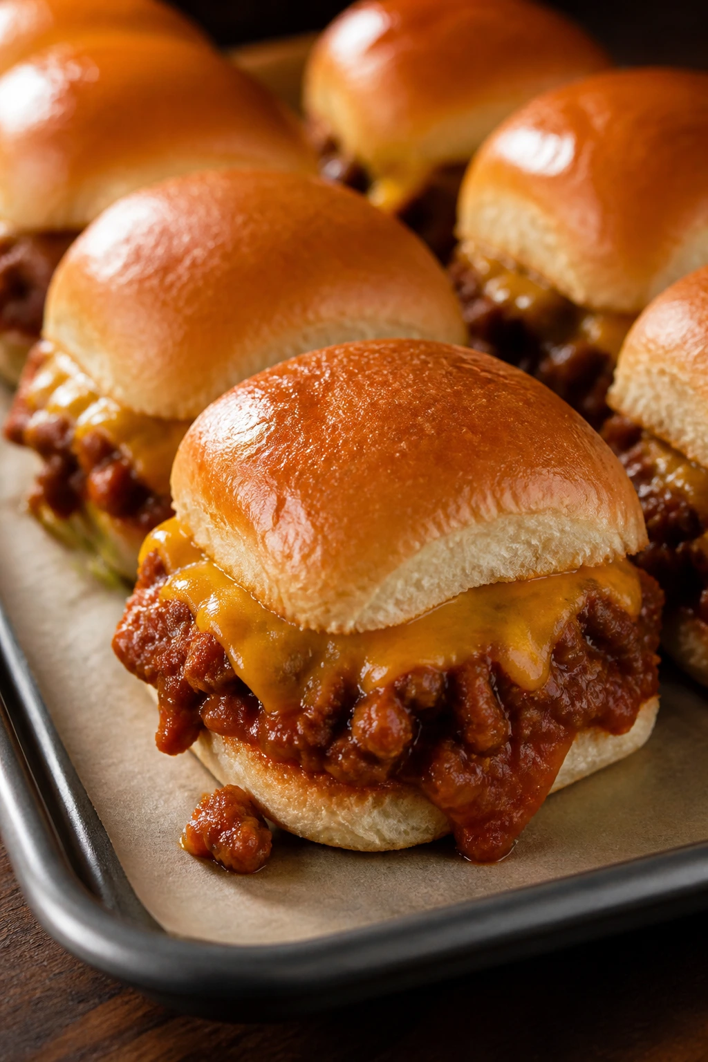 Sloppy Joe sliders on a tray