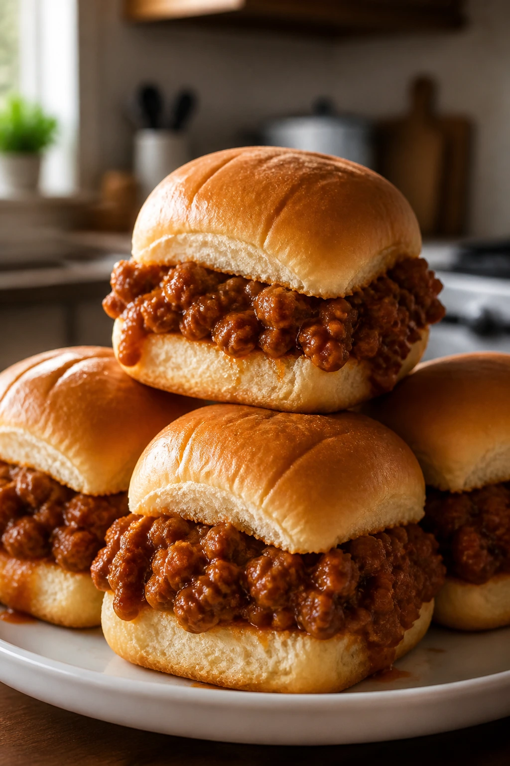 Sloppy Joe sliders with saucy filling.