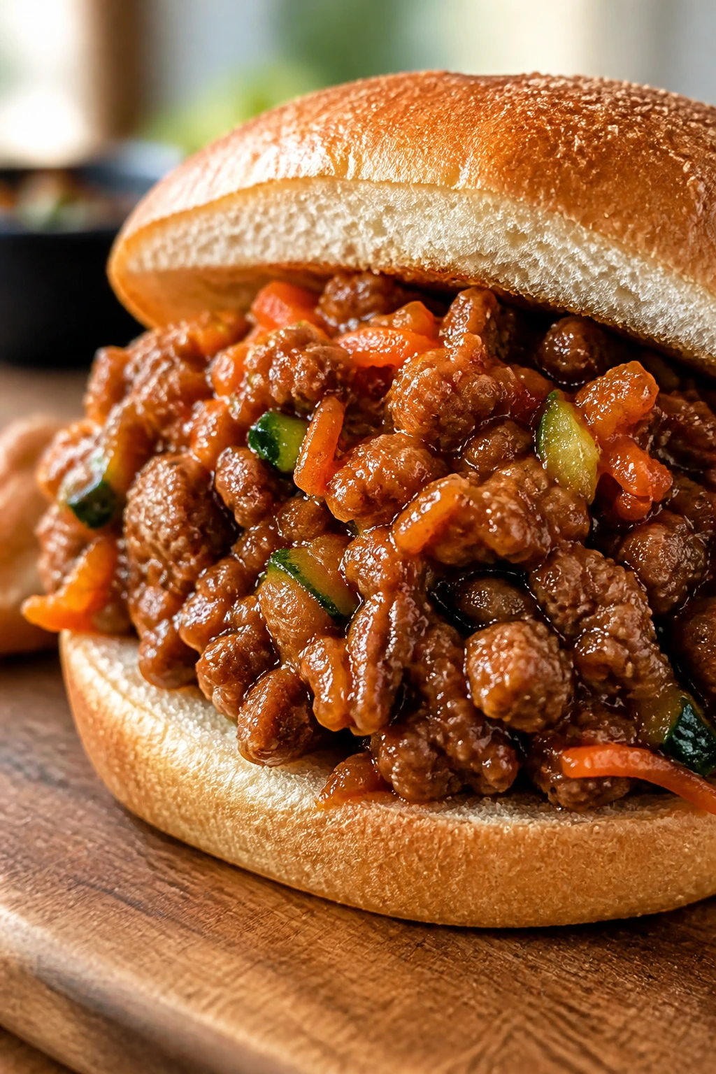 Sloppy Joe with hidden veggies on a bun