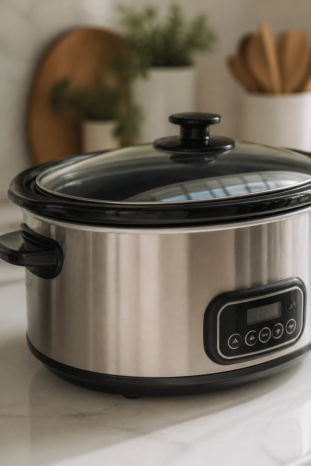 6-quart slow cooker on kitchen counter as primary equipment