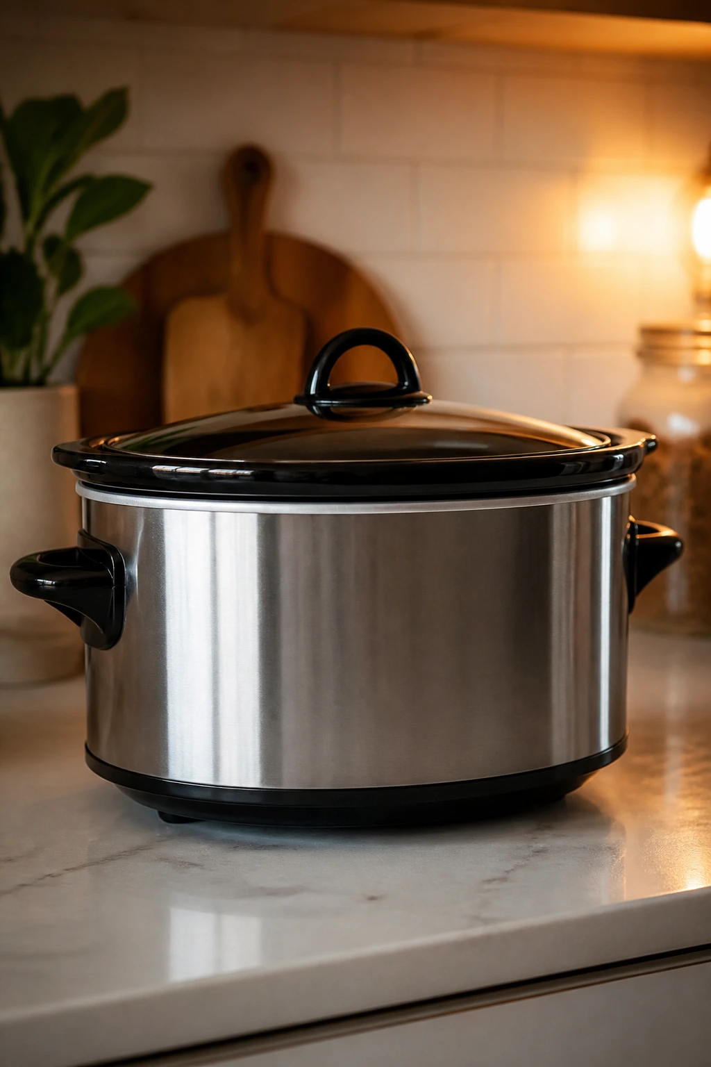 Six-quart slow cooker on kitchen counter