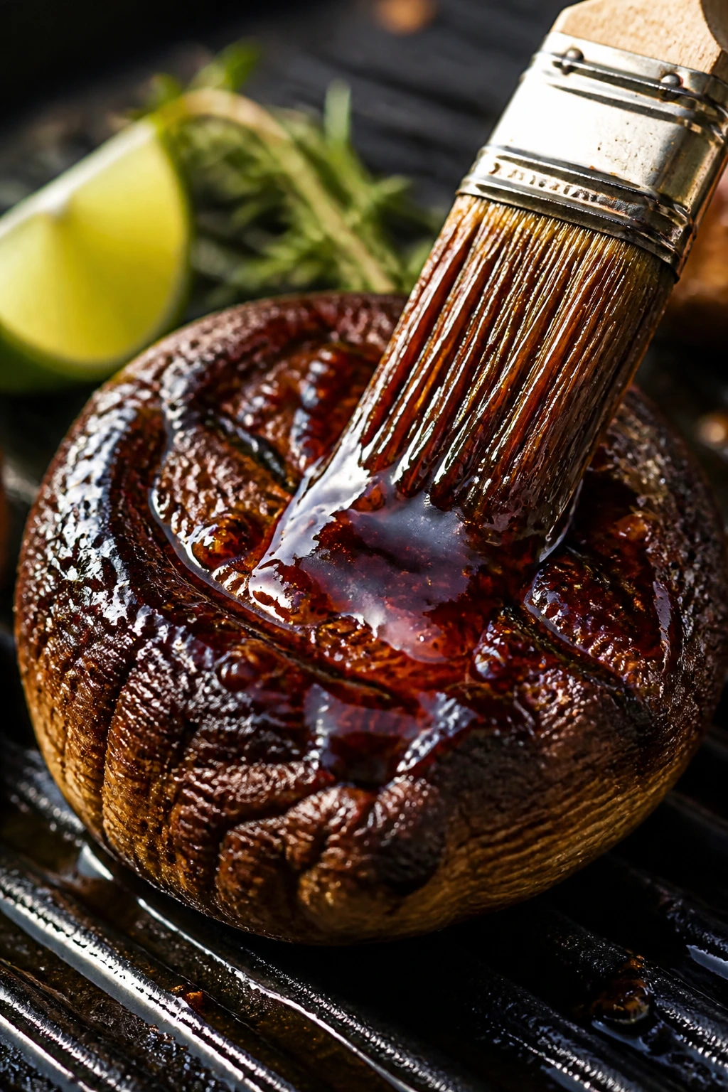 Glazed mushroom with smoky BBQ finish