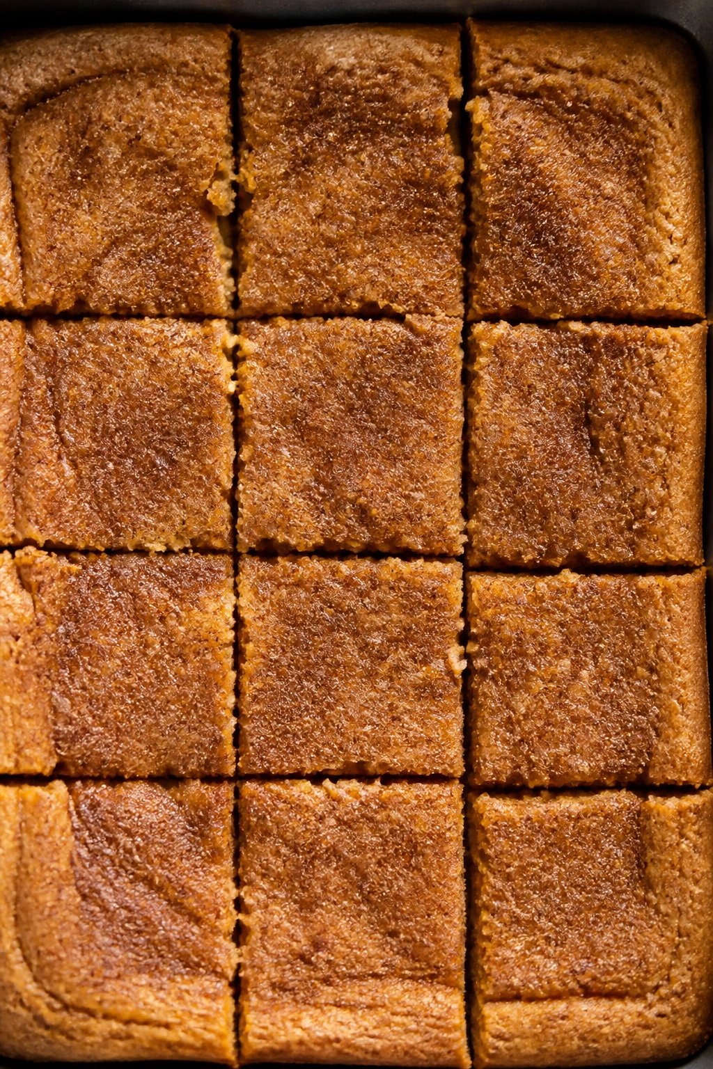 Pan of snickerdoodle blondies with cinnamon sugar