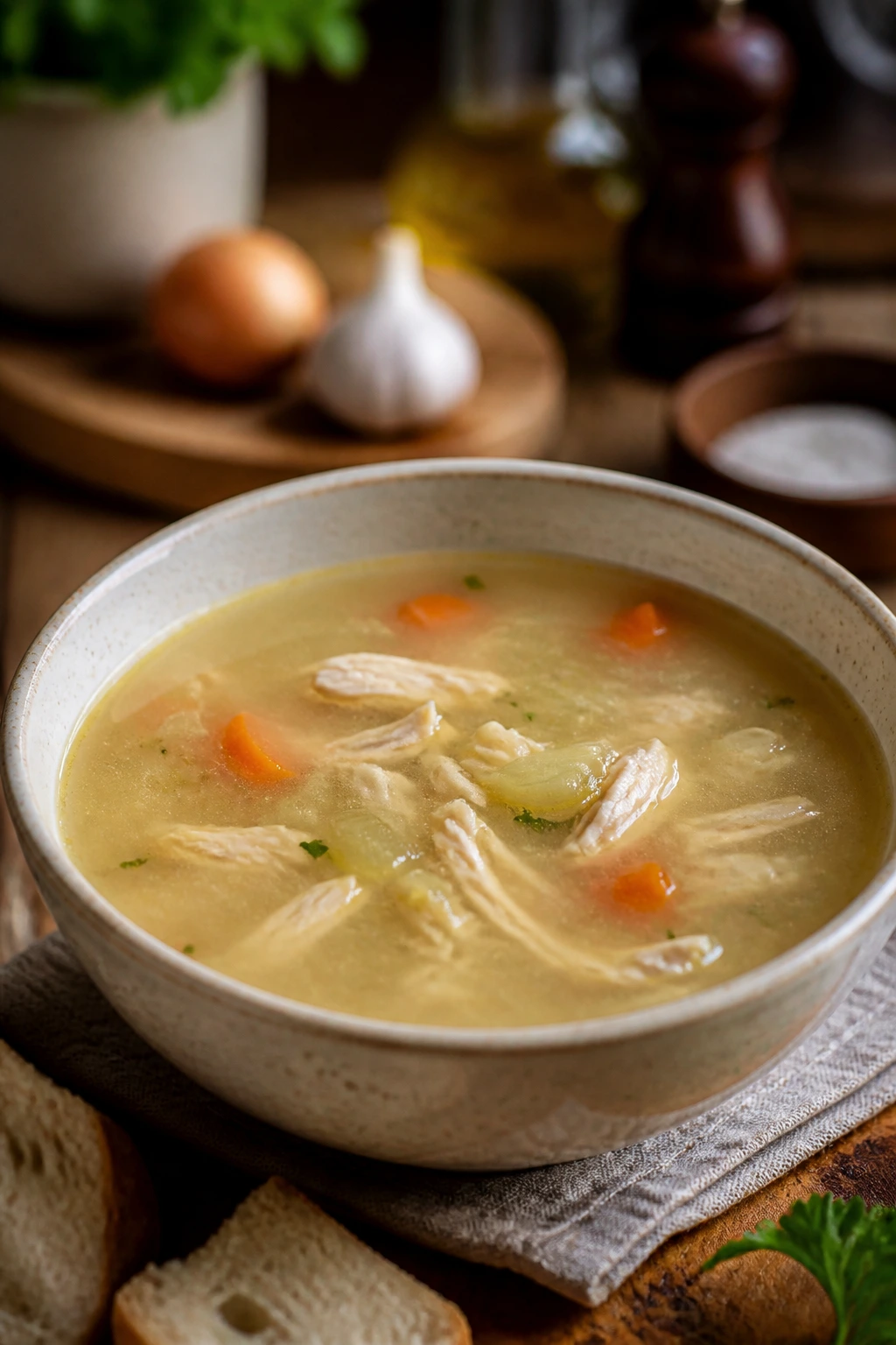 Bowl of soup with flat, muddy-looking broth illustrating common mistakes.