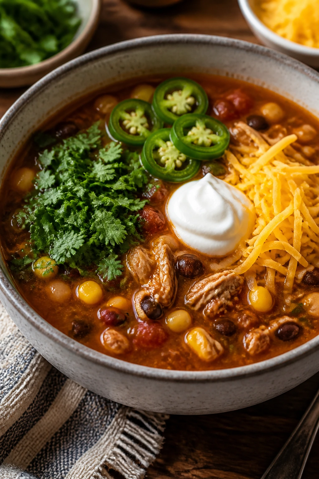 Bowl of soup with diverse toppings for variations