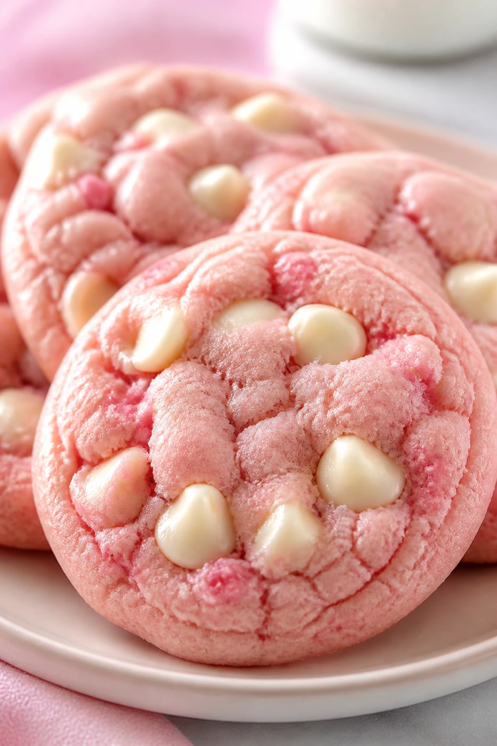 Strawberry milkshake cake cookie close-up