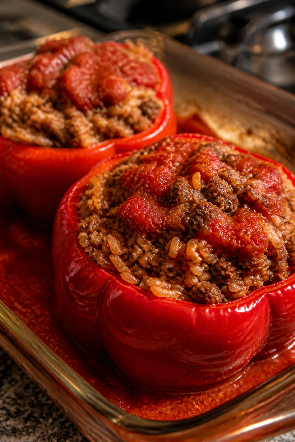 Stuffed bell peppers with beef and rice