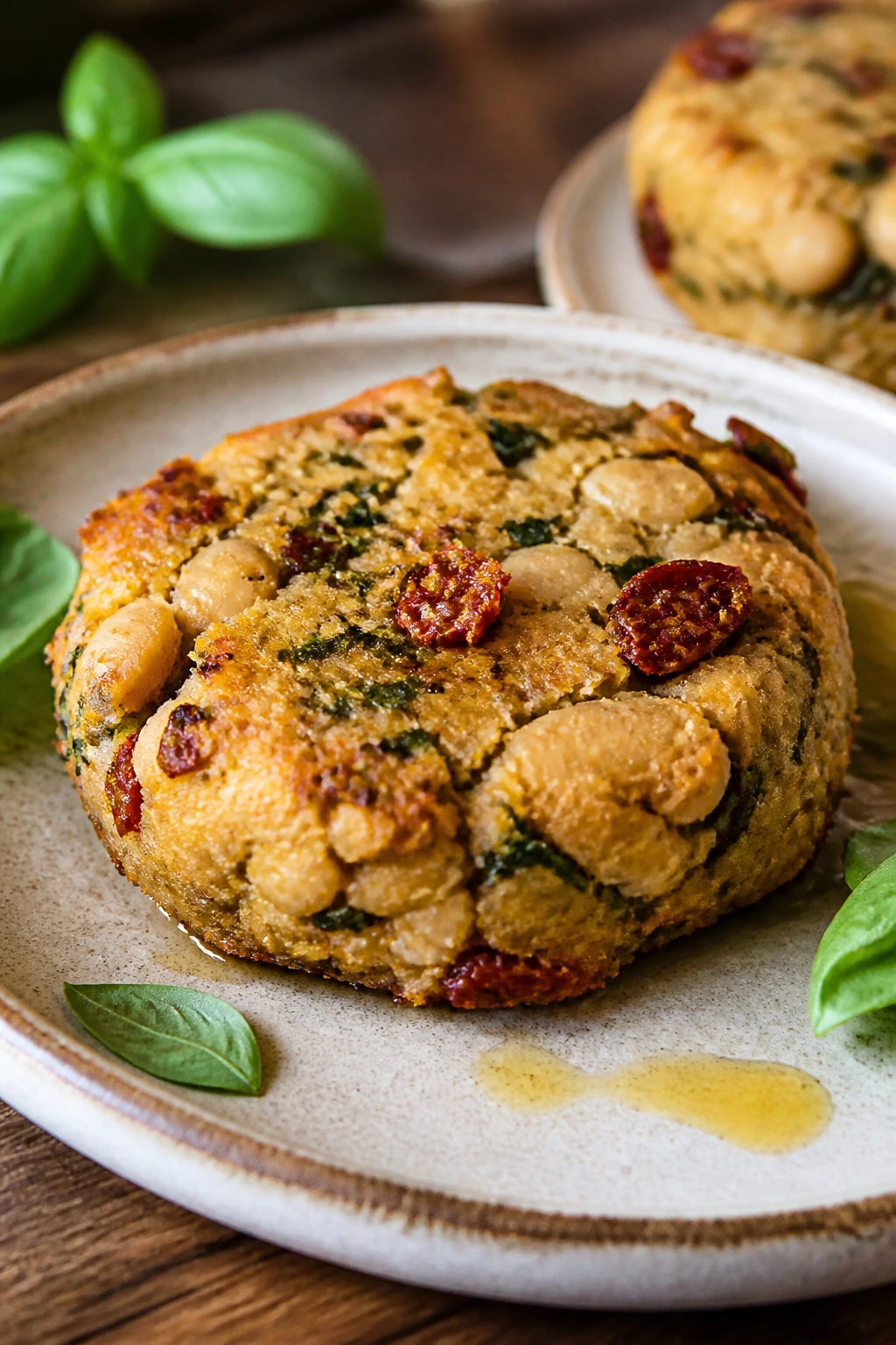 Sun-dried tomato white bean burger patty