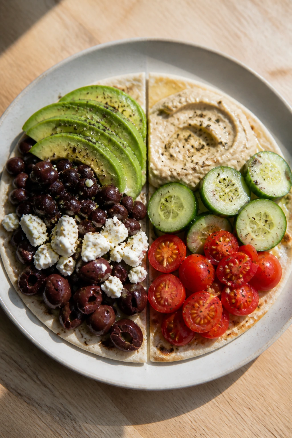 Split-plate showing two topping options for different dietary needs
