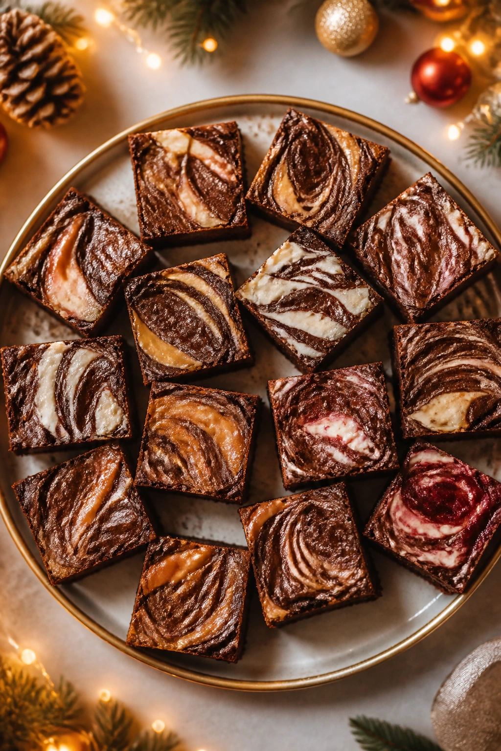 Swirl brownie holiday tray top-down