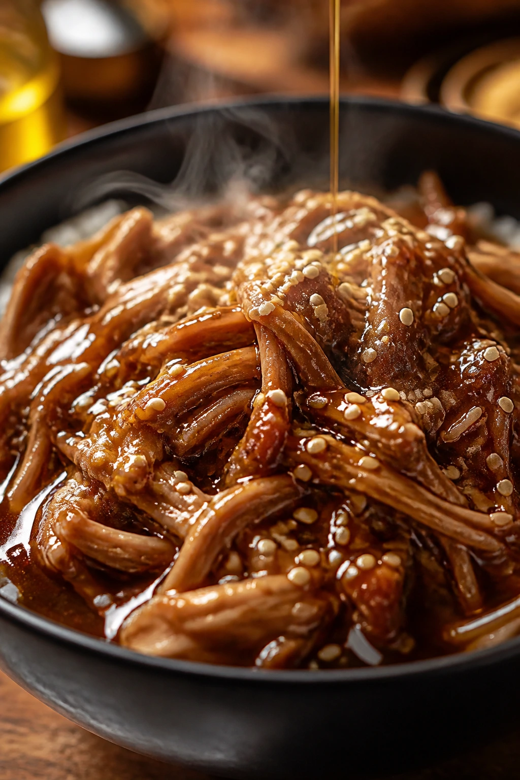 Glossy shredded pork with sesame oil and vinegar finishing