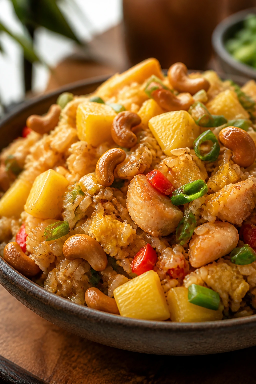 Vibrant Thai pineapple fried rice in a bowl