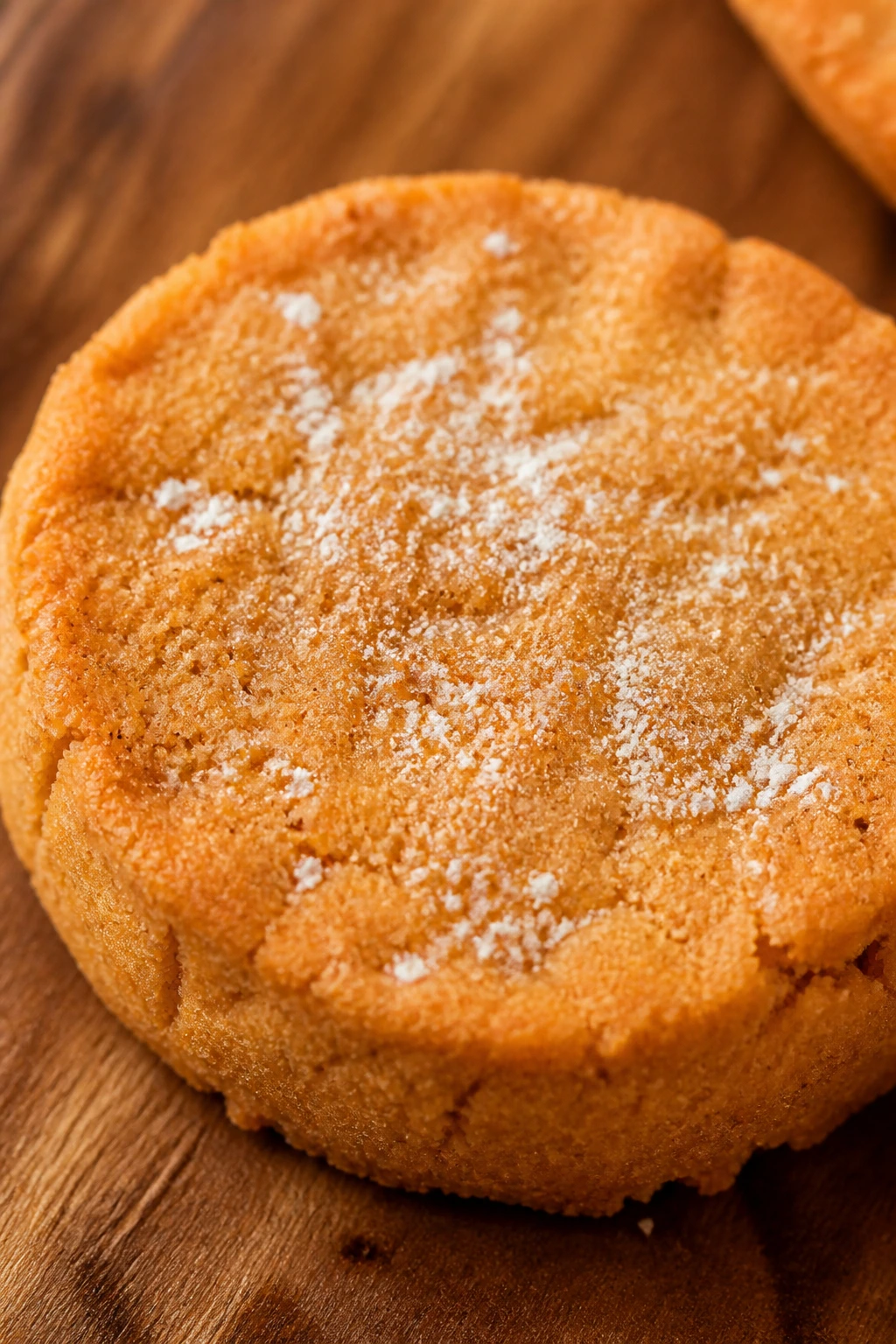 Thai Tea Shortbread cookie close-up on wooden board