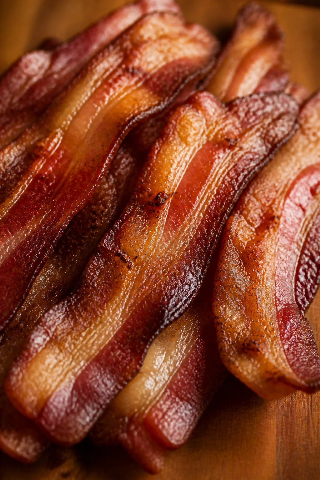 Thick-cut bacon close-up highlighting texture