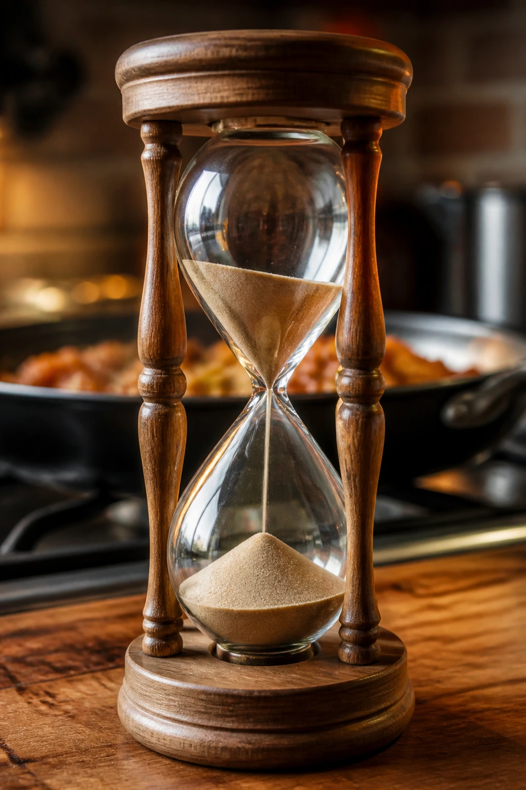 Close-up of a kitchen hourglass on a counter