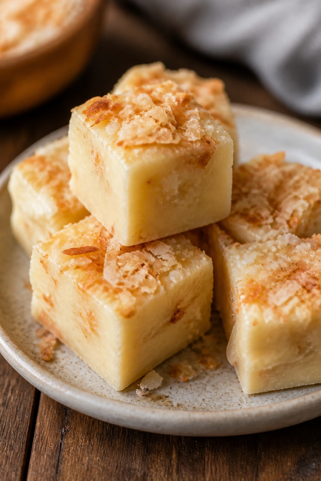 White chocolate coconut fudge squares with toasted coconut
