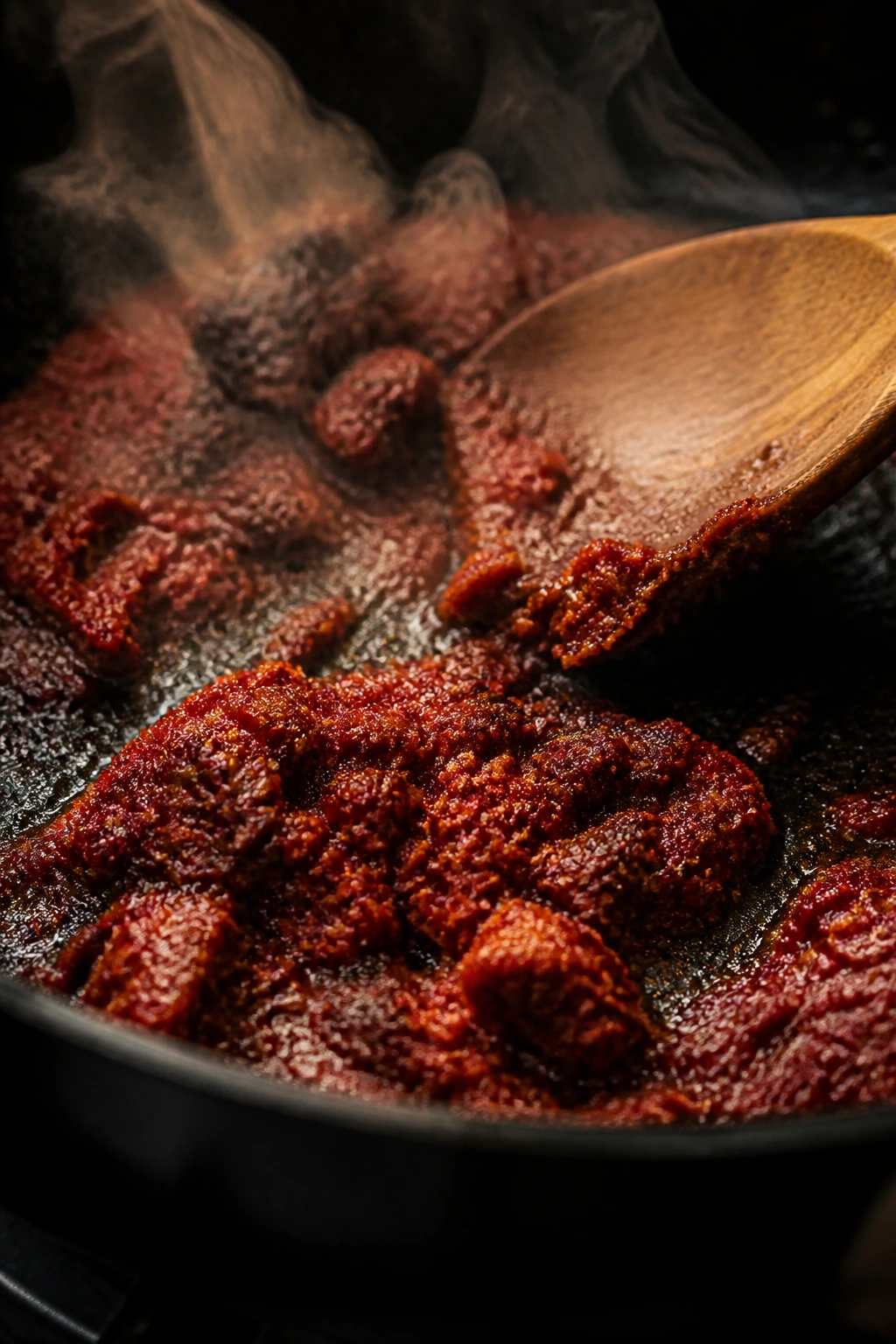 Pan browning tomato paste as a flavor booster