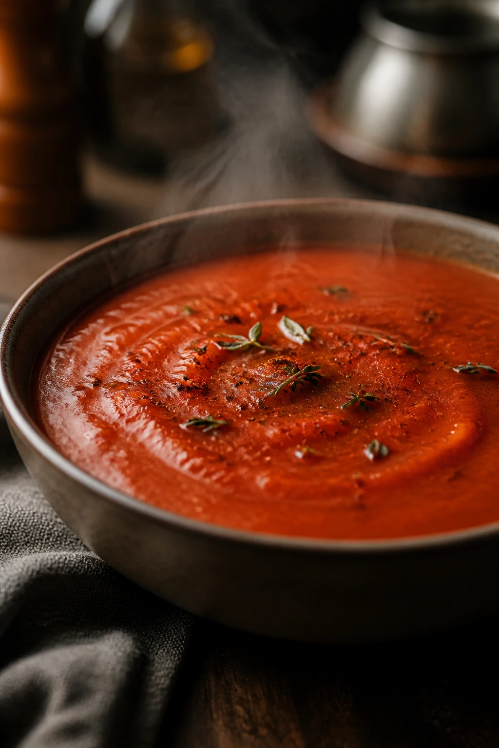 Dairy-free smoky tomato soup with spice notes