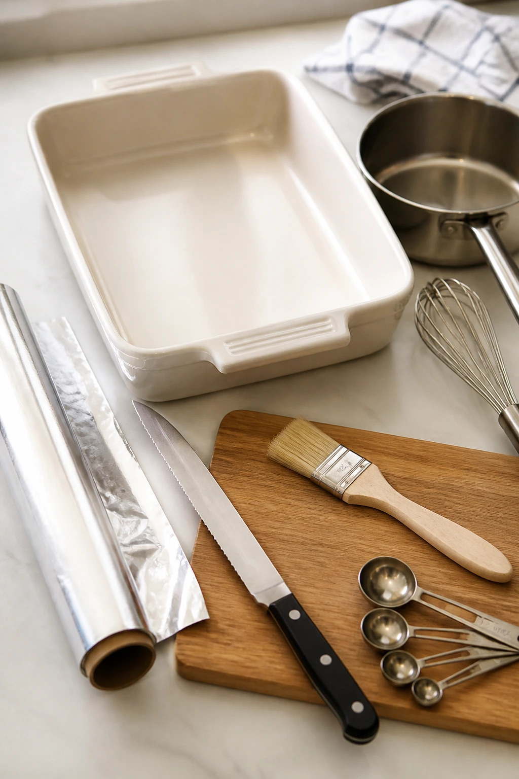 Kitchen tools arranged for assembling sliders