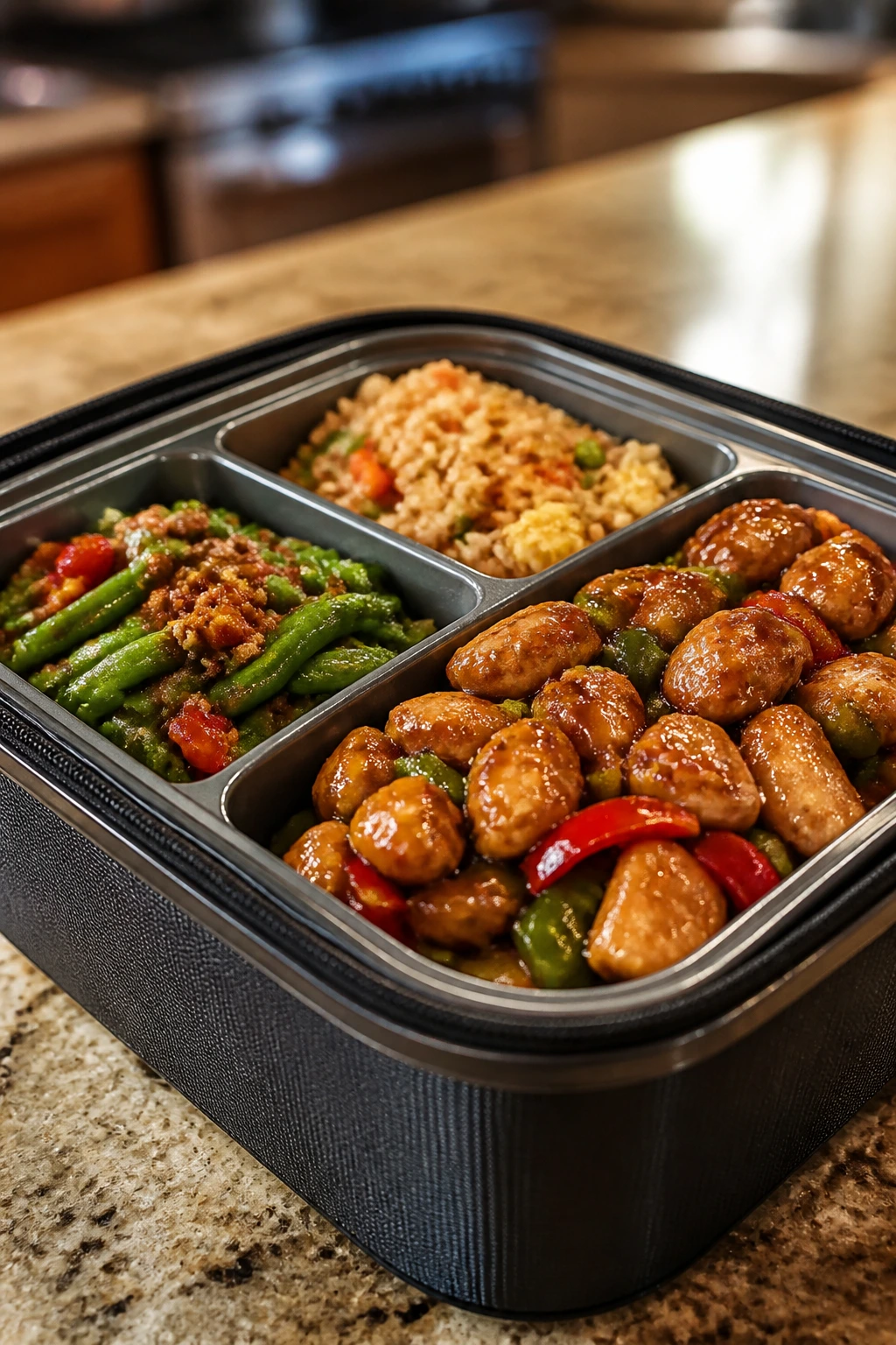 Insulated takeout container with separated compartments for buffets